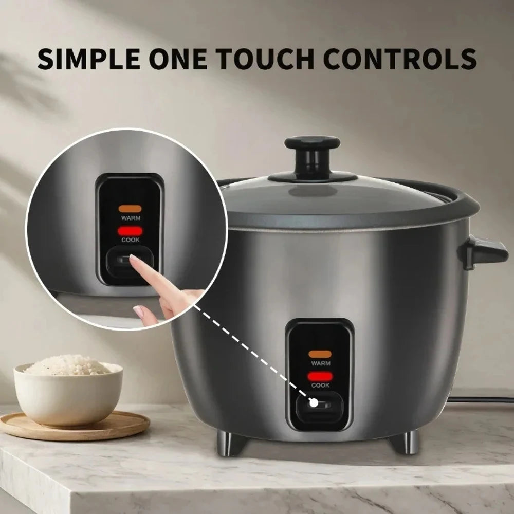 Multifunctional Mini Electric Rice Cooker 3 Cups Capacity Stainless Steel Chassis Heating Keep Warm Function Compact Household C